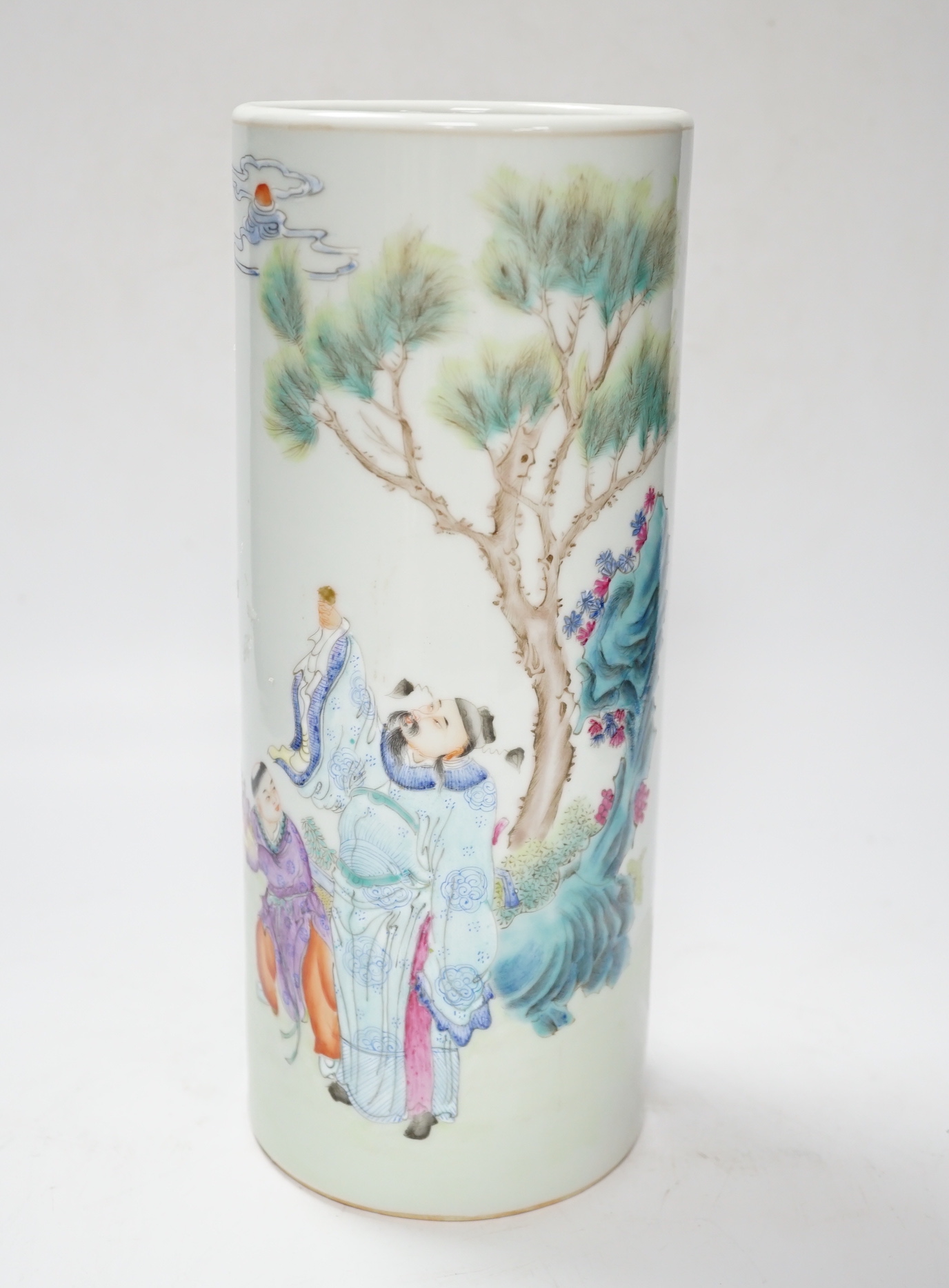 A Chinese famille rose cylinder vase, 28cm high